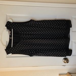 Daniel Rainn Black & White Polka Dot Sleeveless Blouse